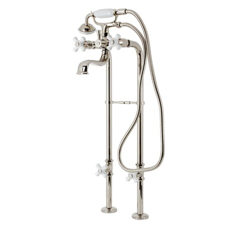 Kingston Brass Freestanding Clawfoot Tub Faucet Package with Supply Line, Polished Nickel CCK266PXK6